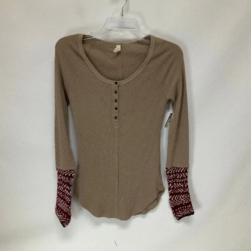 Season Finale Sale Tan Top Long Sleeve Free People, Size S