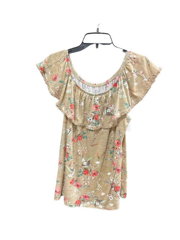 Price Drop Alert Tan Top Short Sleeve St Johns Bay, Size M