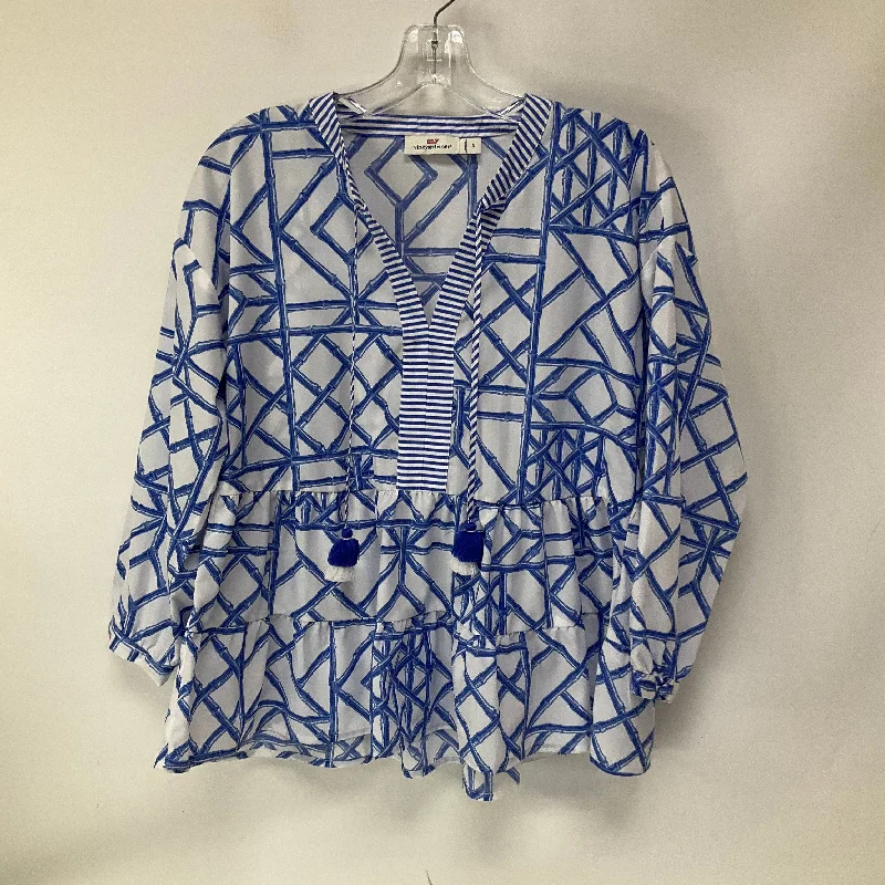 Amazing Deals Top 3/4 Sleeve By Vineyard Vines In Blue & White, Size: S