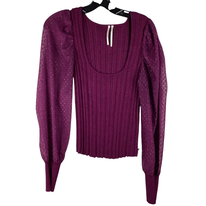 Overstock Top Long Sleeve By Anthropologie In Purple, Size: M