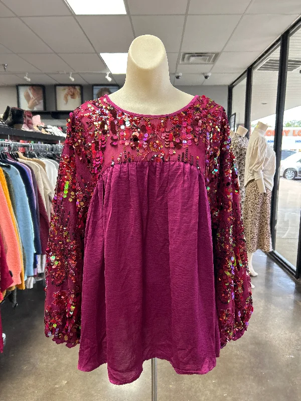 Markdown Madness Top Long Sleeve By Umgee In Sequin, Size: L