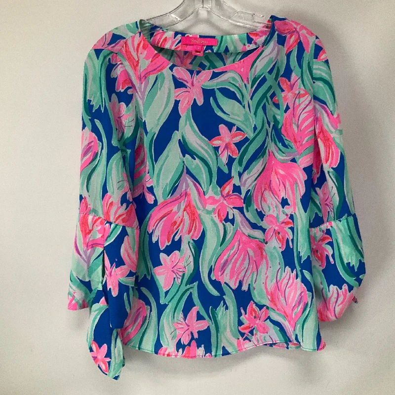 Can't Miss Tropical Print Top Long Sleeve Lilly Pulitzer, Size S